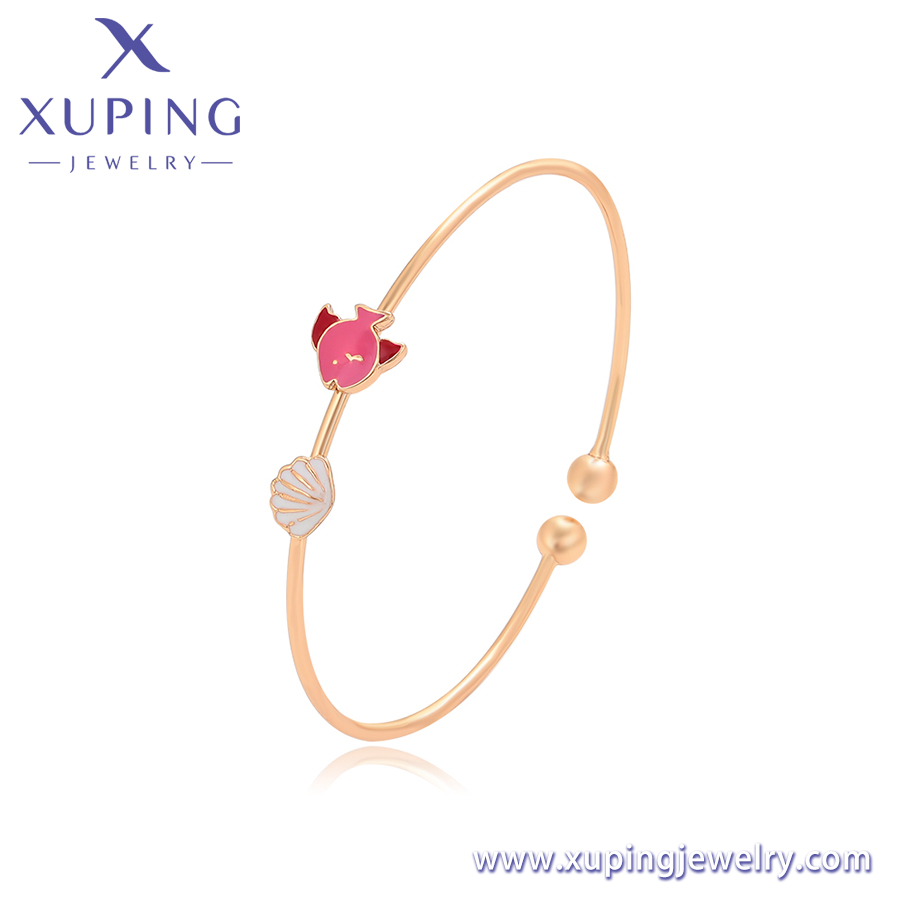 Xuping سوار أطفال من الذهب عيار 18 قيراط بتصميم كرتوني مزخرف بتقنية تقطير الزيت